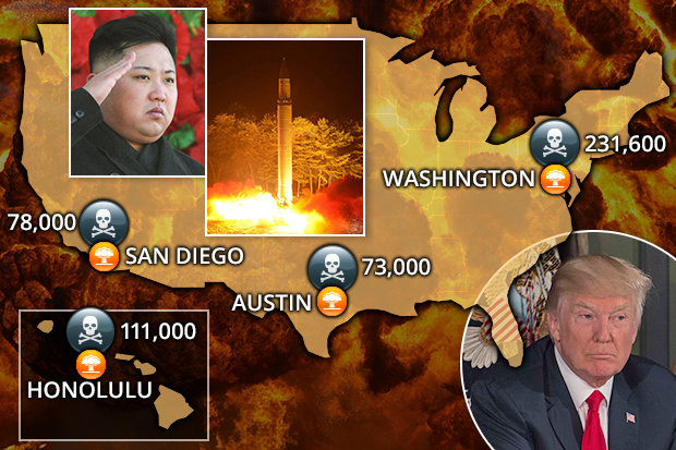 North Korea nuclear war map